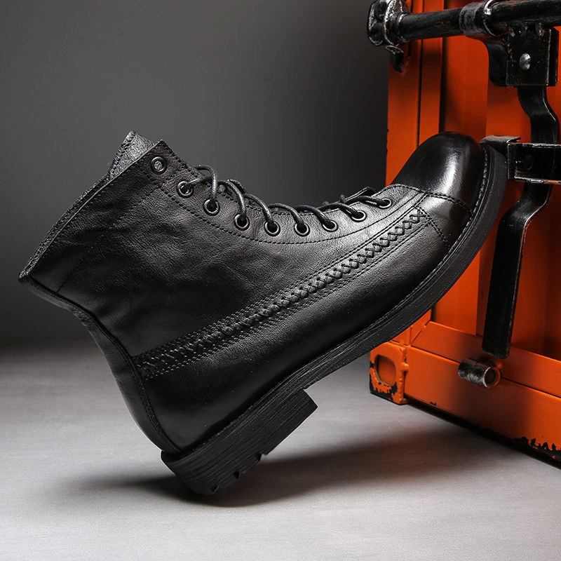 Mens Ankle Boots Classic Handm – Leather Work Fabric recenzja i cena