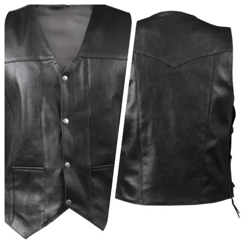 Men's Punk Style Denim Vest wi – Leather Work Vest recenzja i cena