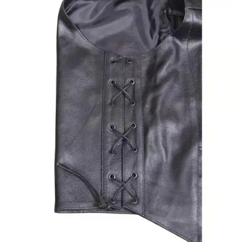 Men's Punk Style Denim Vest wi – Leather Work Vest recenzja i cena