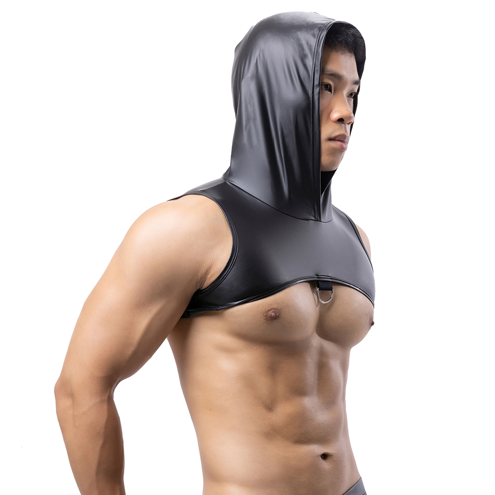 Men Faux Leather Hooded Fitnes – Leather Work Vest recenzja i cena