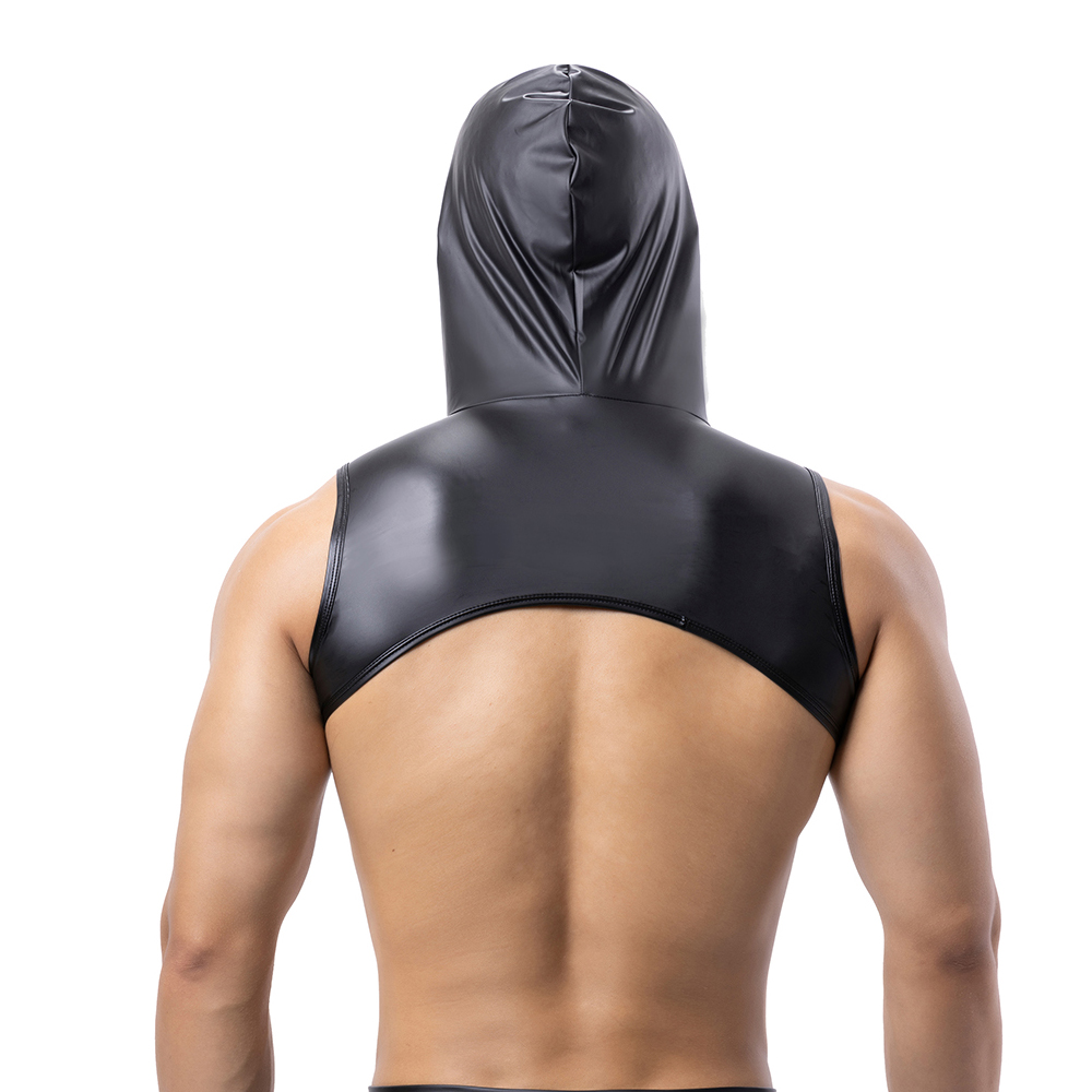 Men Faux Leather Hooded Fitnes – Leather Work Vest recenzja i cena
