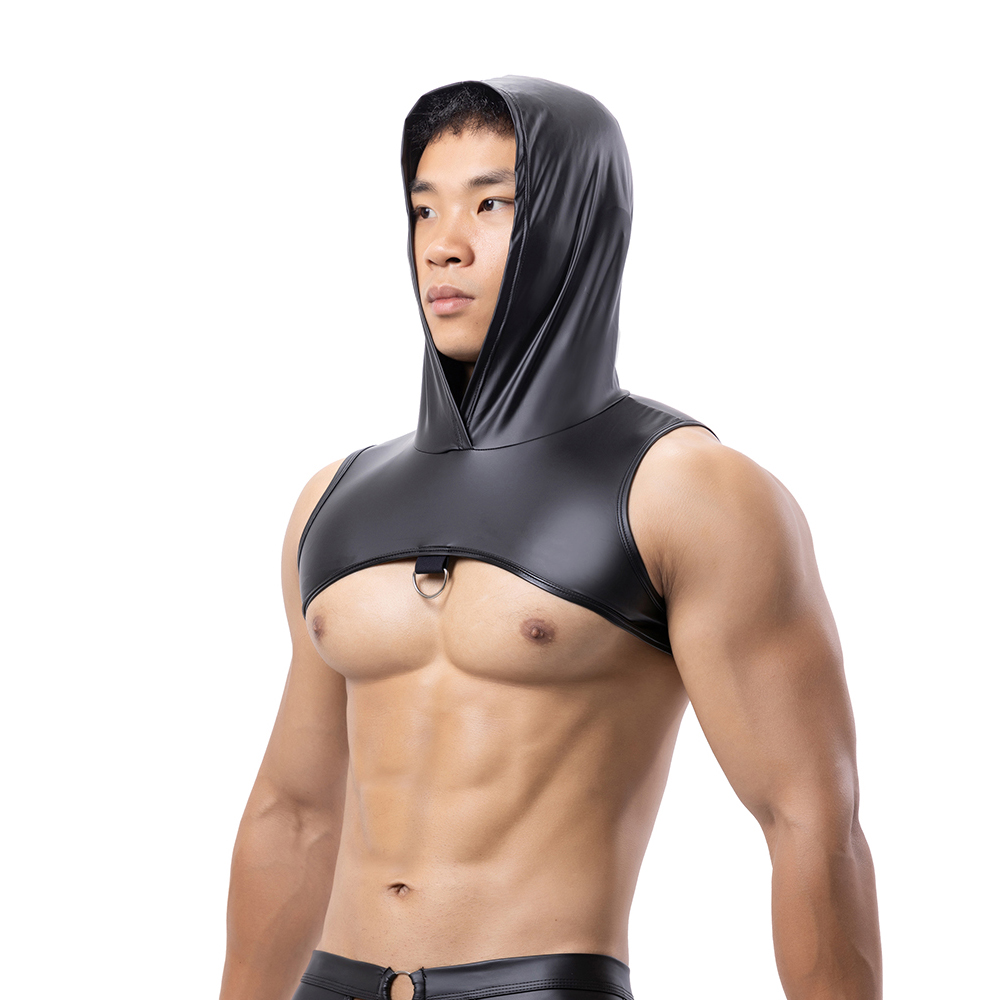 Men Faux Leather Hooded Fitnes – Leather Work Vest recenzja i cena