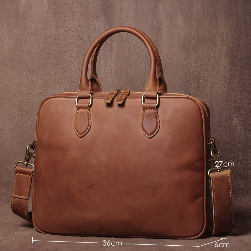GURO Men Crazy Horse Cowhide B – Leather Work Bag Mens recenzja i cena
