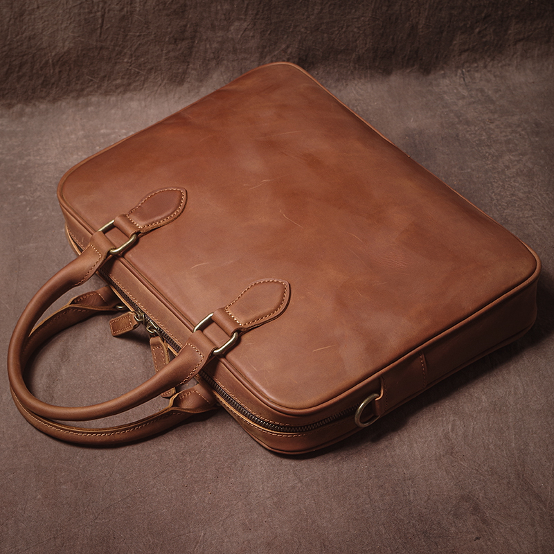 GURO Men Crazy Horse Cowhide B – Leather Work Bag Mens recenzja i cena