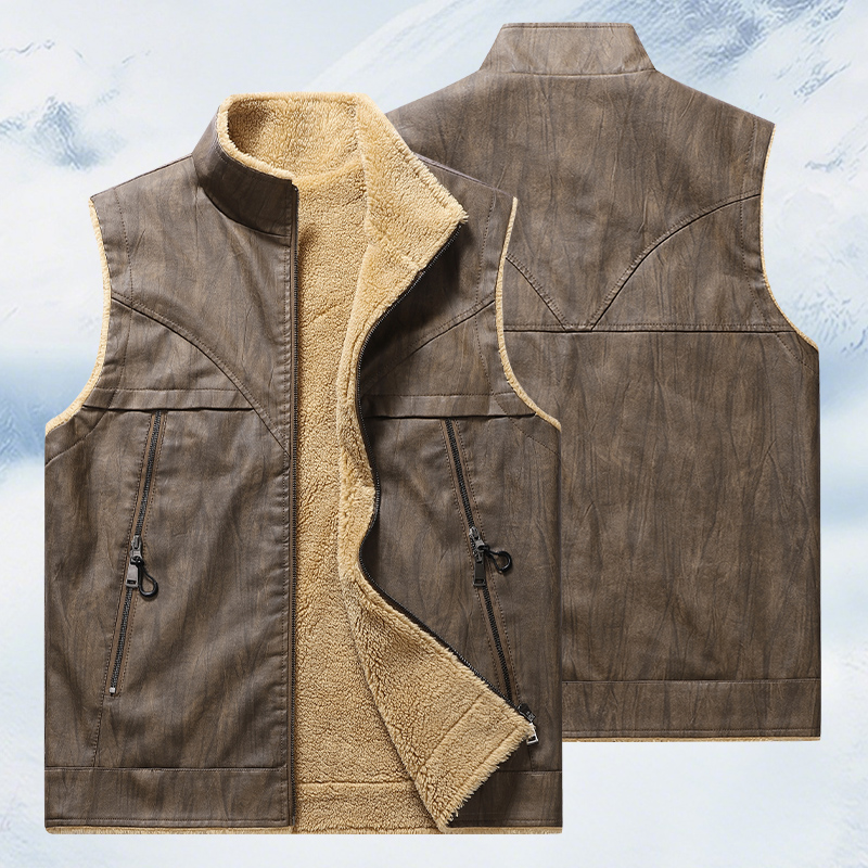 Winter Man Fleece Casual Sleev – Leather Work Vest recenzja i cena