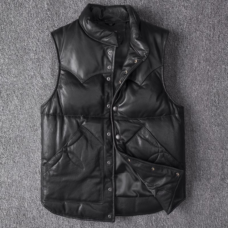 Men's Slim Fit Leather Jacket  – Leather Work Vest recenzja i cena