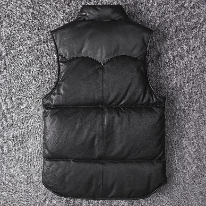 Men's Slim Fit Leather Jacket  – Leather Work Vest recenzja i cena