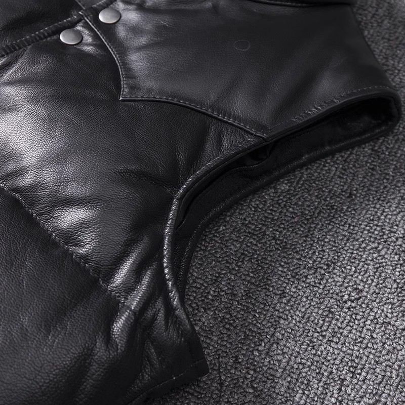 Men's Slim Fit Leather Jacket  – Leather Work Vest recenzja i cena