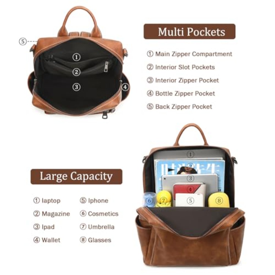 Leather Backpack Purse for Wom – Leather Work Womens Backpack recenzja i cena