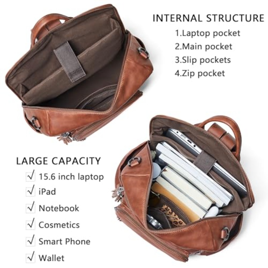 Vegan Leather Laptop Backpack  – Leather Work Womens Backpack recenzja i cena